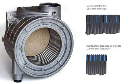 Scambiatore monotubo in acciaio inox della caldaia STEP AETERNA MX PN